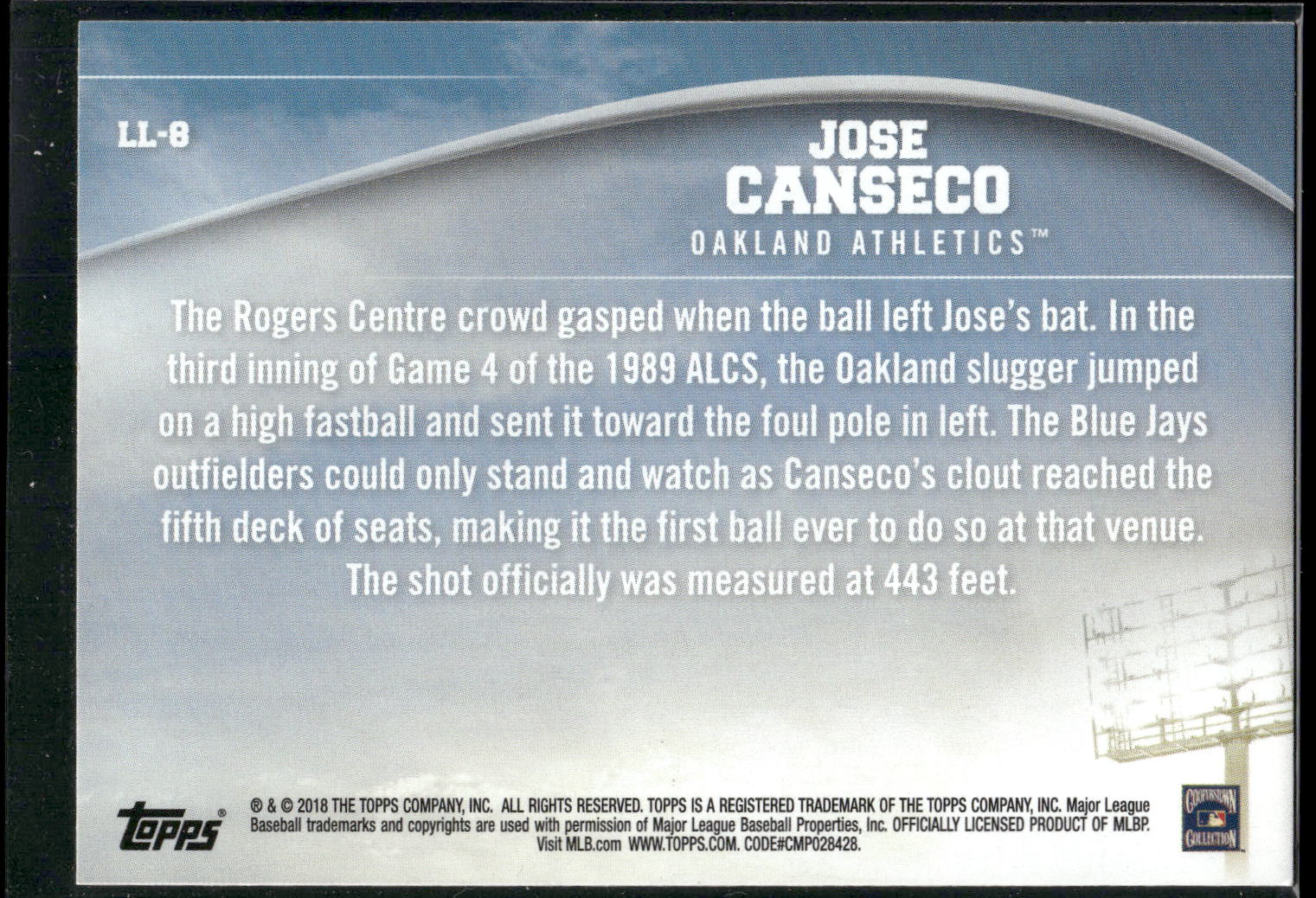 2018 Topps #LL-8 Jose Canseco Longball Legends