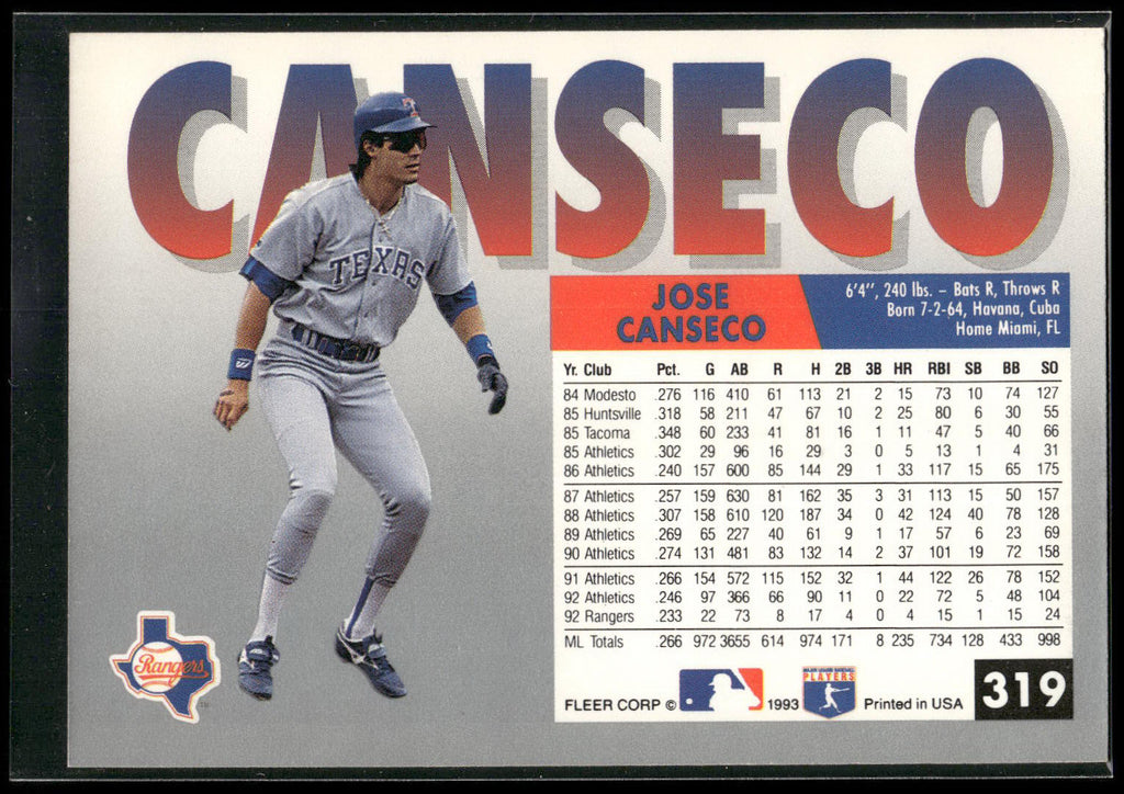 1993 Fleer #319 Jose Canseco