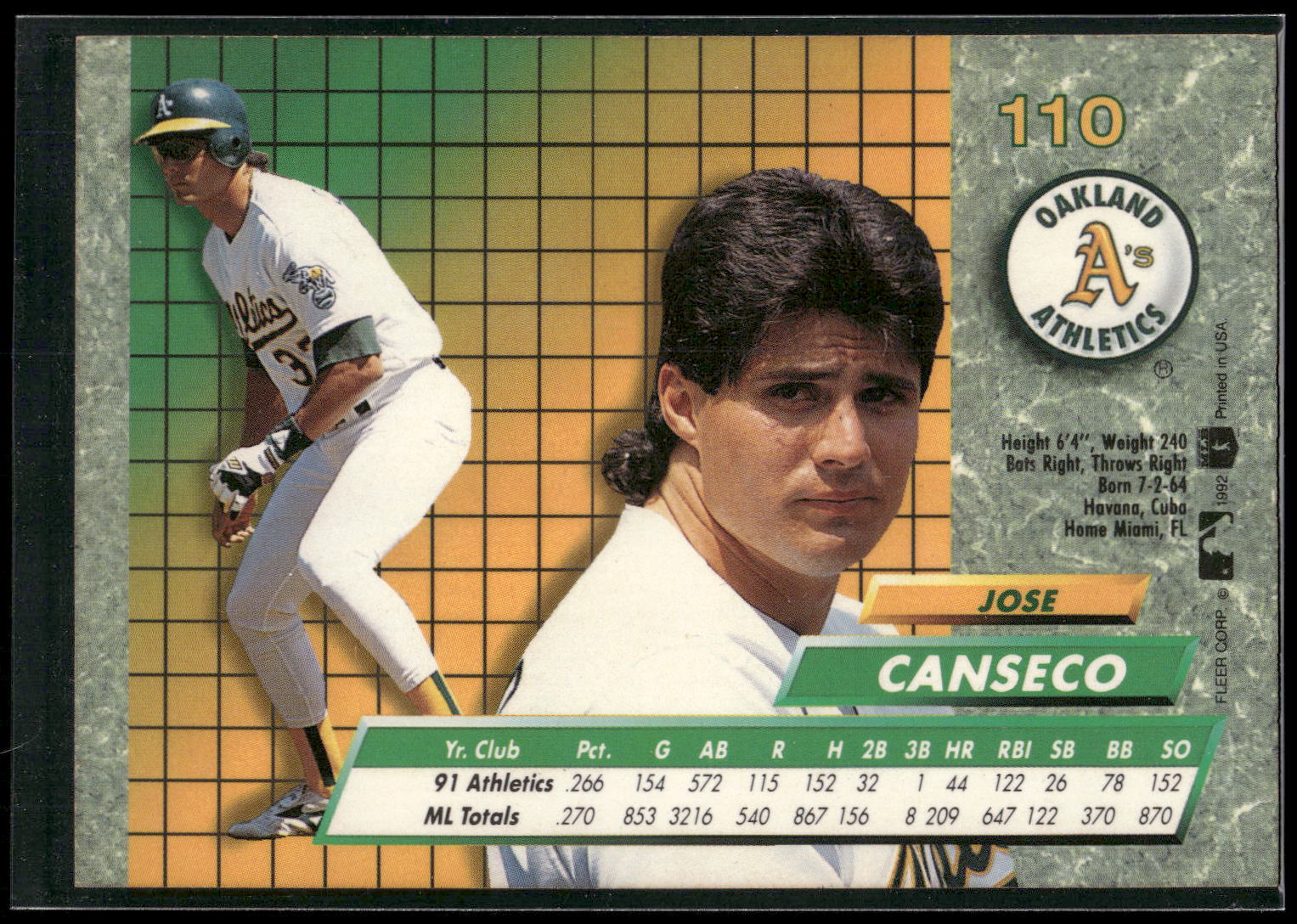 1992 Ultra #110 Jose Canseco