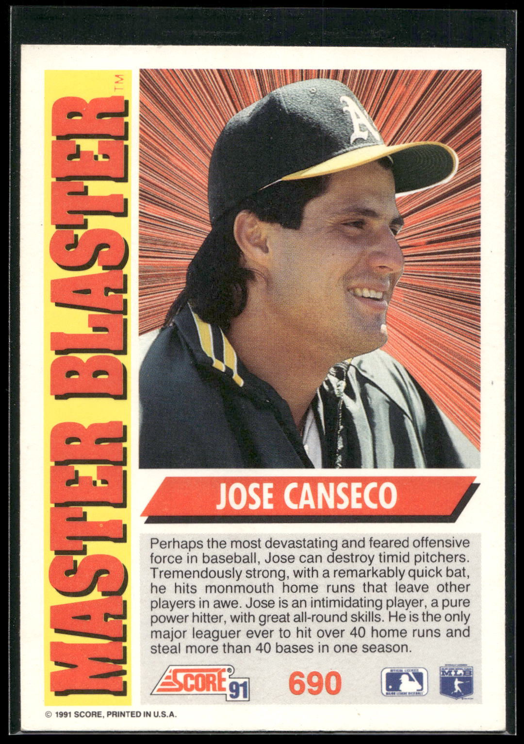 1991 Score #690 Jose Canseco