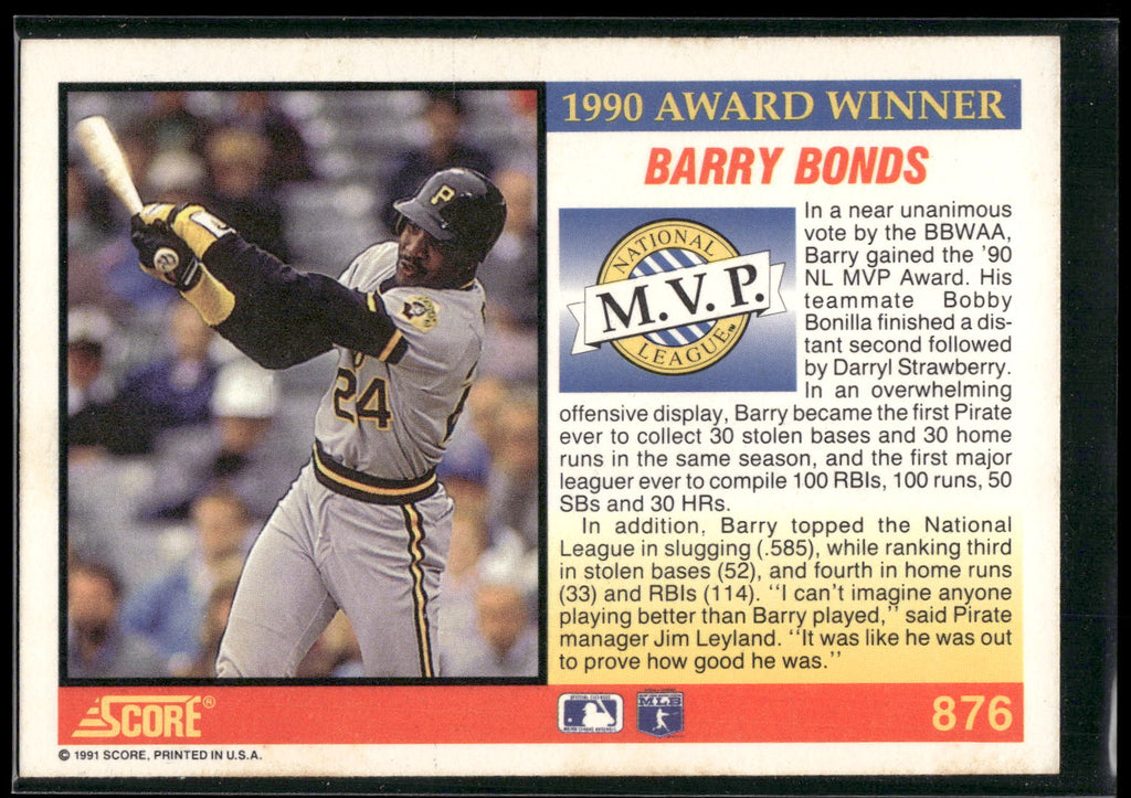 1991 Score #876 Barry Bonds
