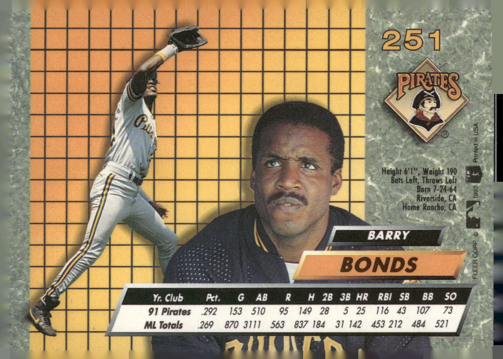 1992 Ultra #251 Barry Bonds