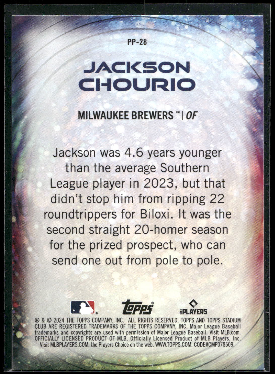 2024 Stadium Club #PP-28 Jackson Chourio Power Packed