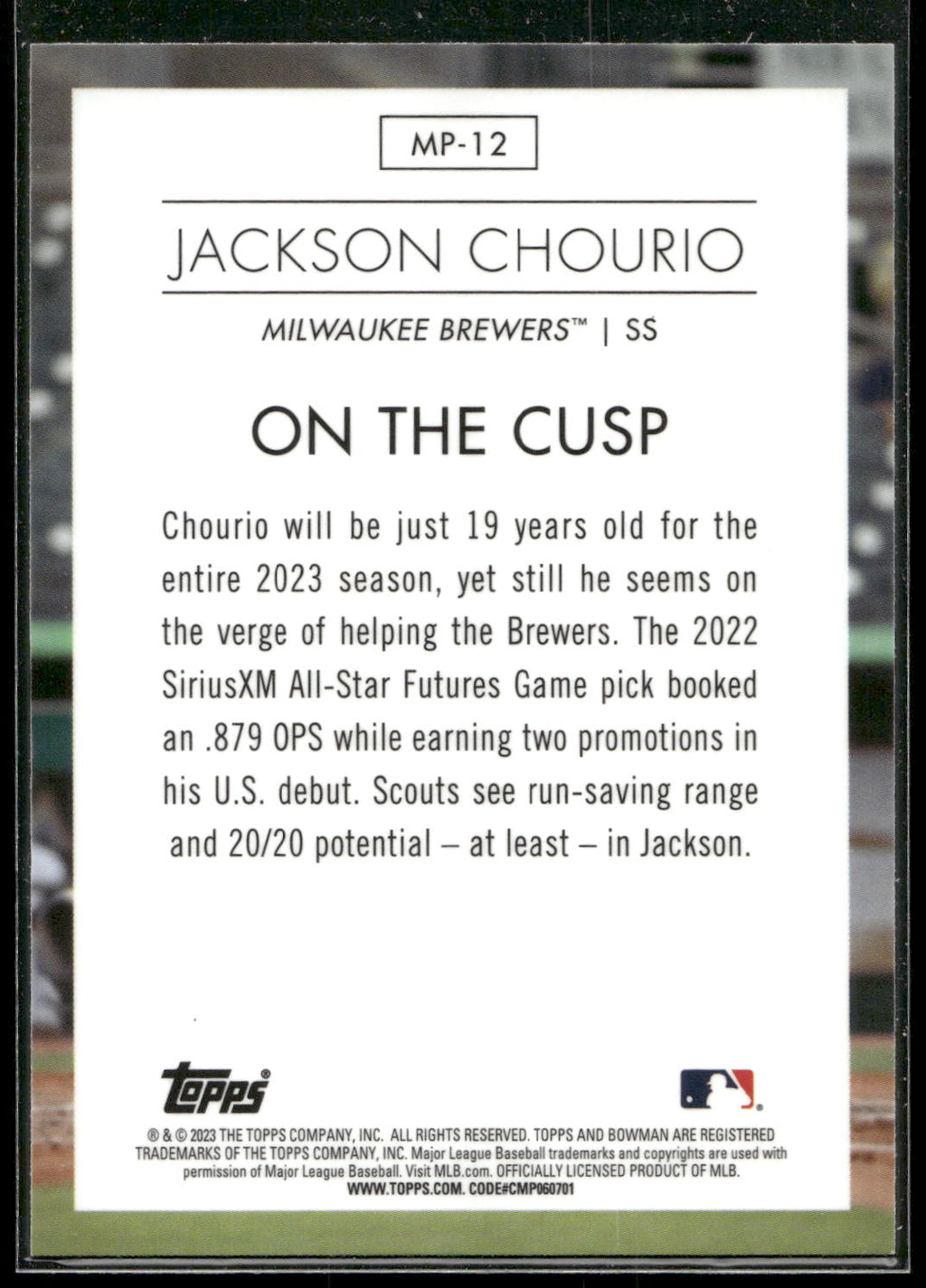 2023 Bowman #MP-12 Jackson Chourio Modern Prospects