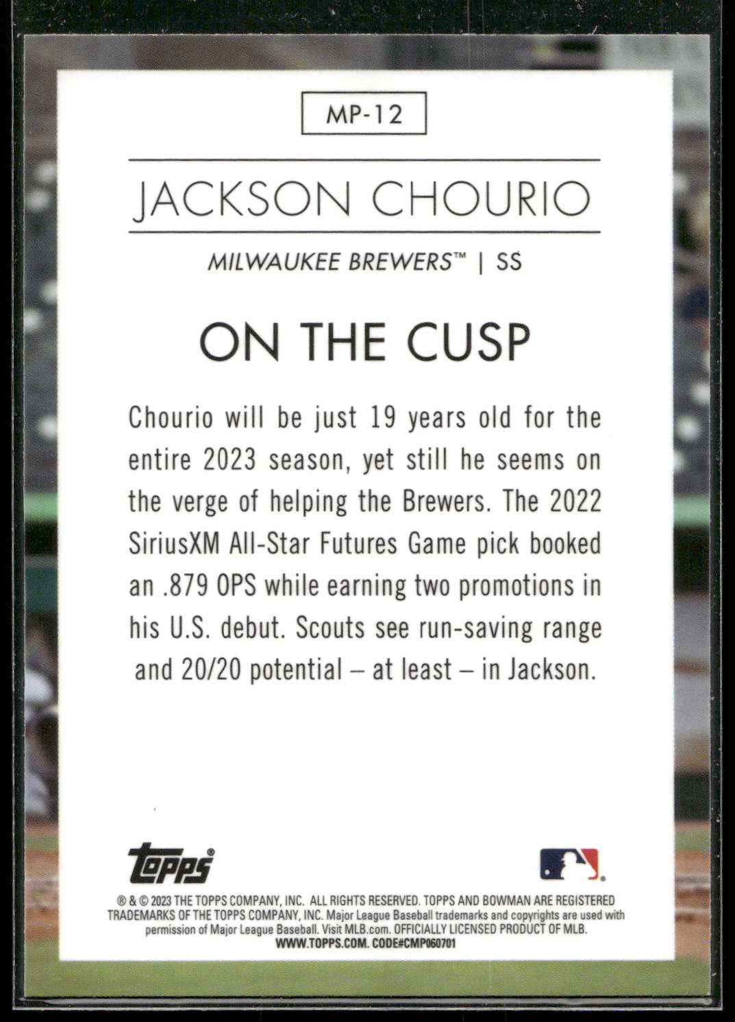 2023 Bowman #MP-12 Jackson Chourio Modern Prospects
