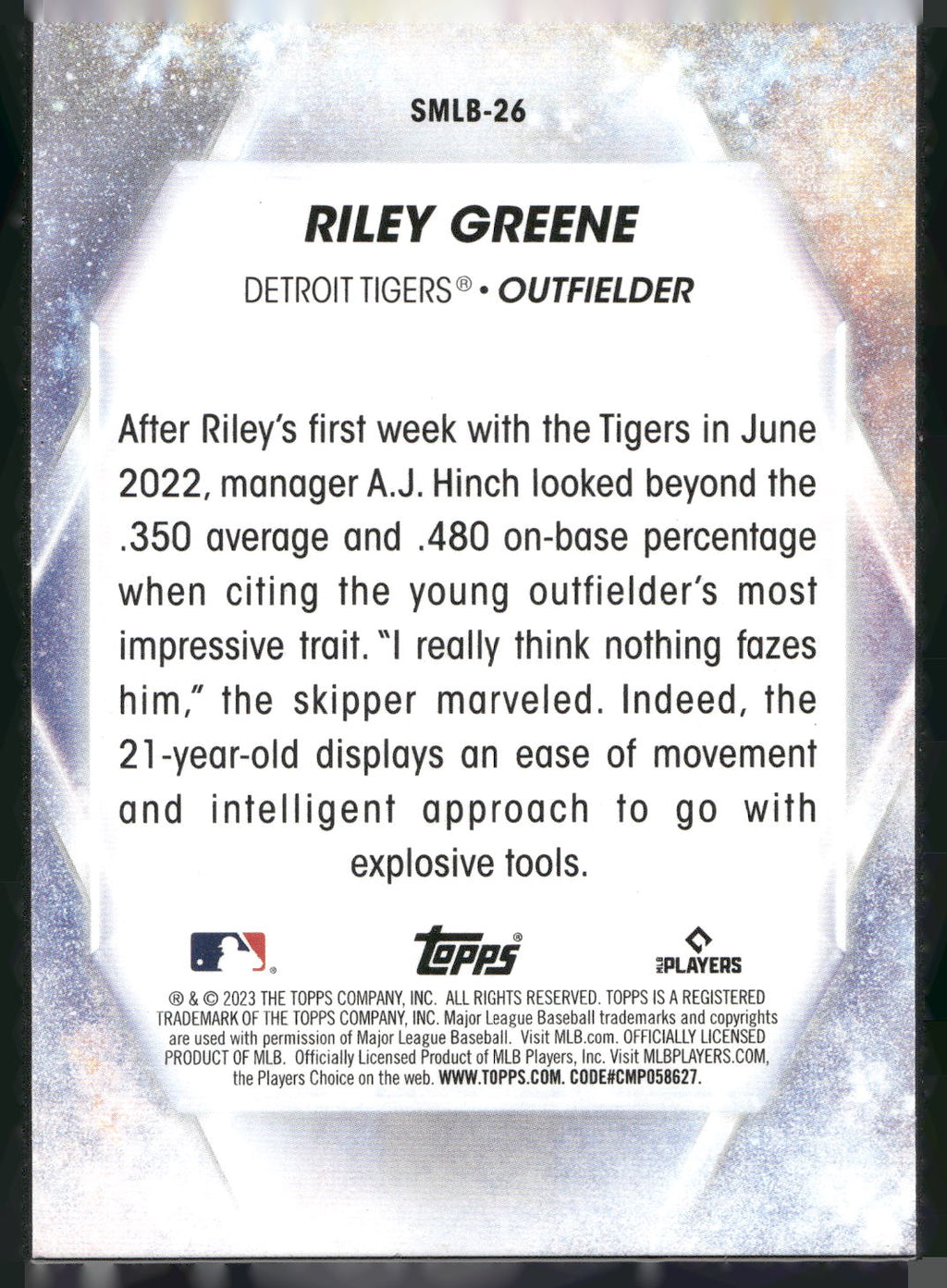 2023 Topps #SMLB-26 Riley Greene Stars of MLB