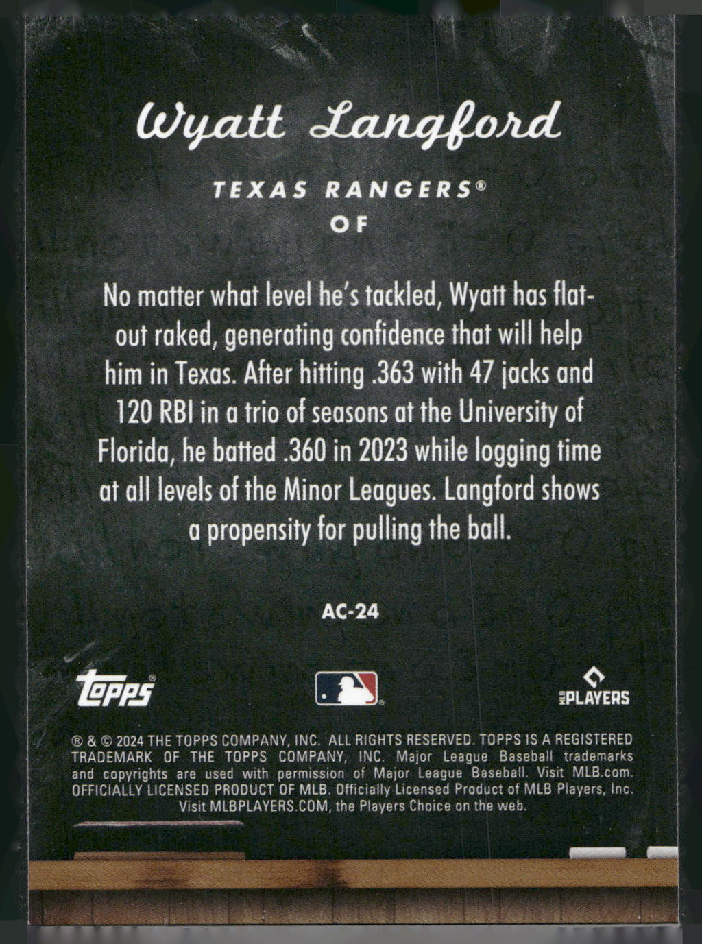 2024 Topps Update #AC-24 Wyatt Langford All Class