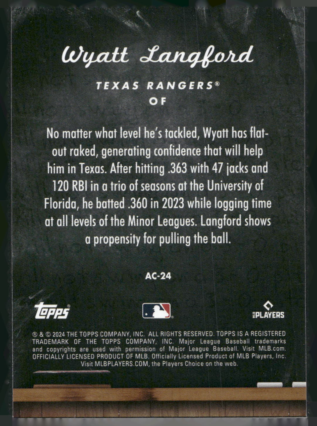 2024 Topps Update #AC-24 Wyatt Langford All Class