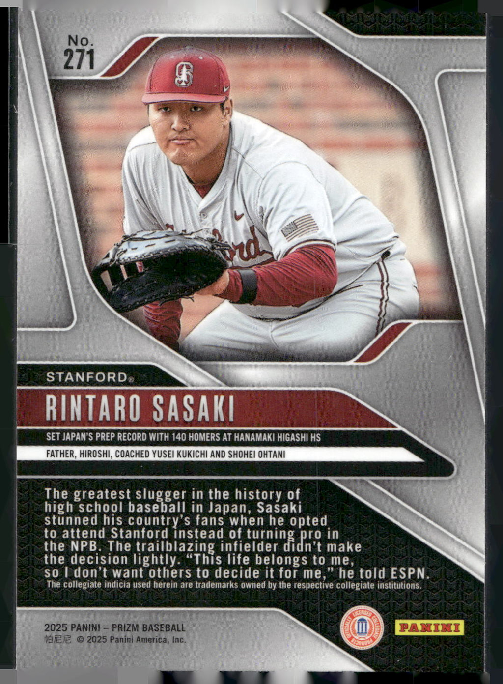 2025 Panini Prizm #271 Rintaro Sasaki