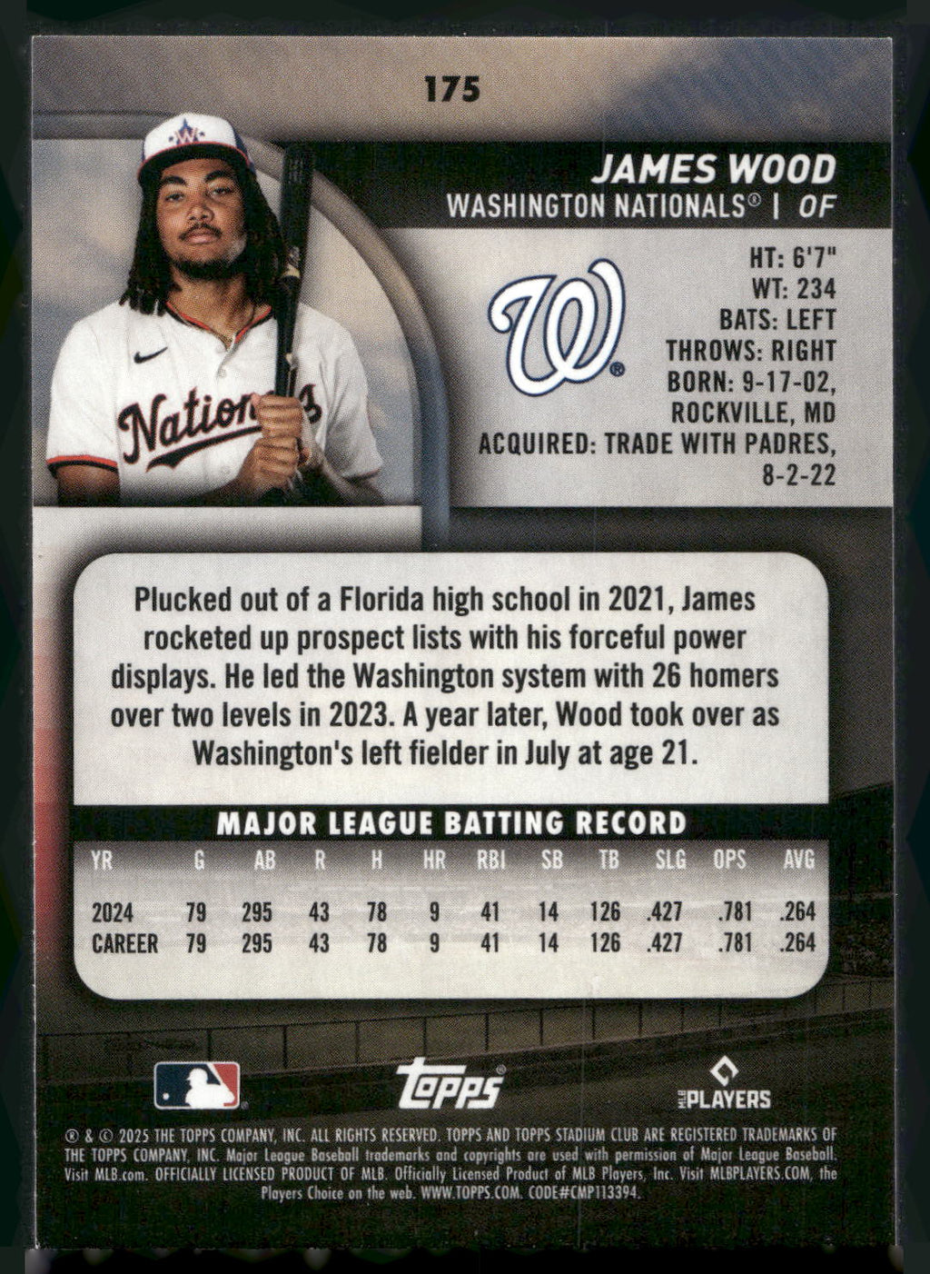 2025 Stadium Club #175 James Wood
