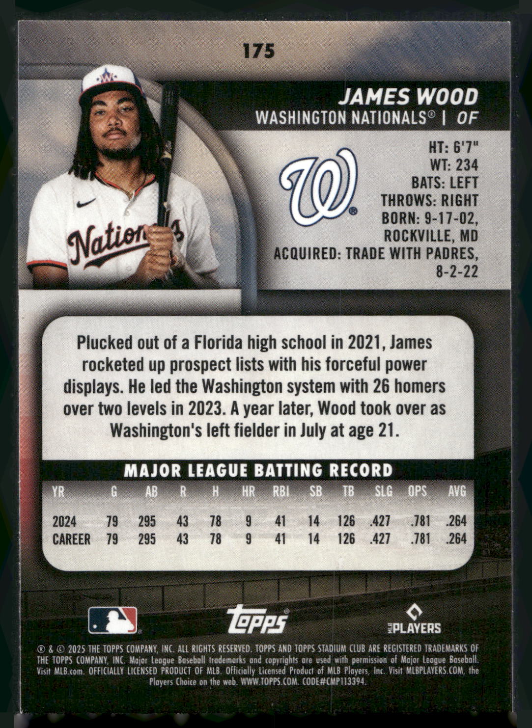 2025 Stadium Club #175 James Wood