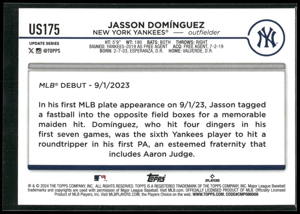 2024 Topps Update #US175 Jasson Domínguez