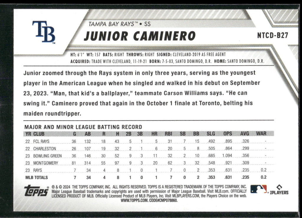 2024 Topps Trading Card Day #NTCD-B27 Junior Caminero