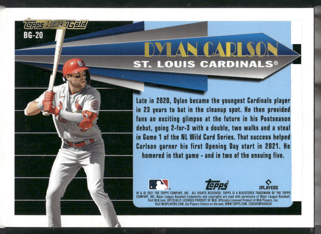 2021 Topps Update #BG-20 Dylan Carlson Topps Black Gold