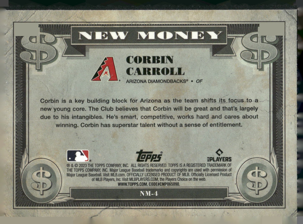 2023 Bowman Platinum #NM-4 Corbin Carroll New Money