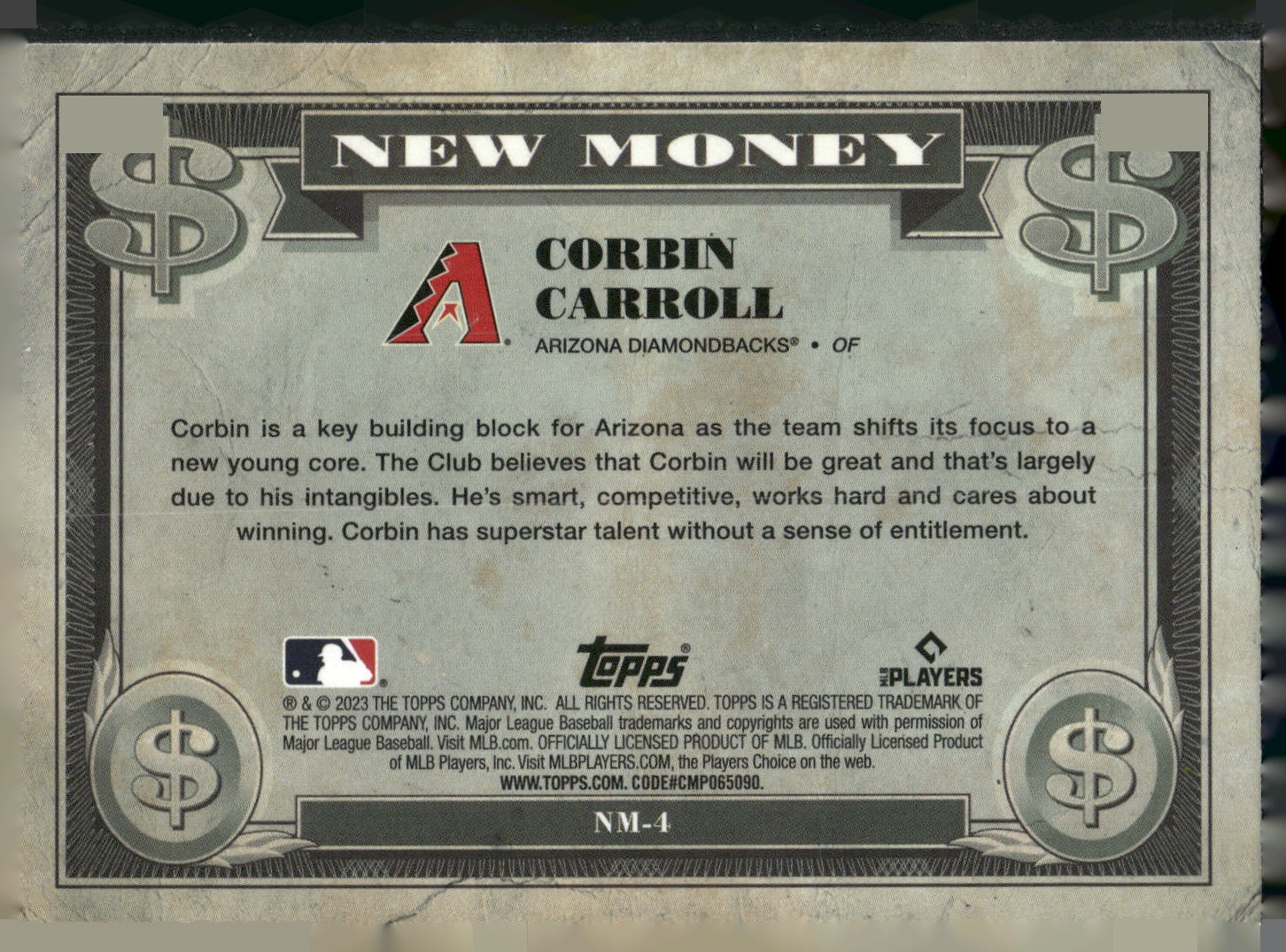 2023 Bowman Platinum #NM-4 Corbin Carroll New Money