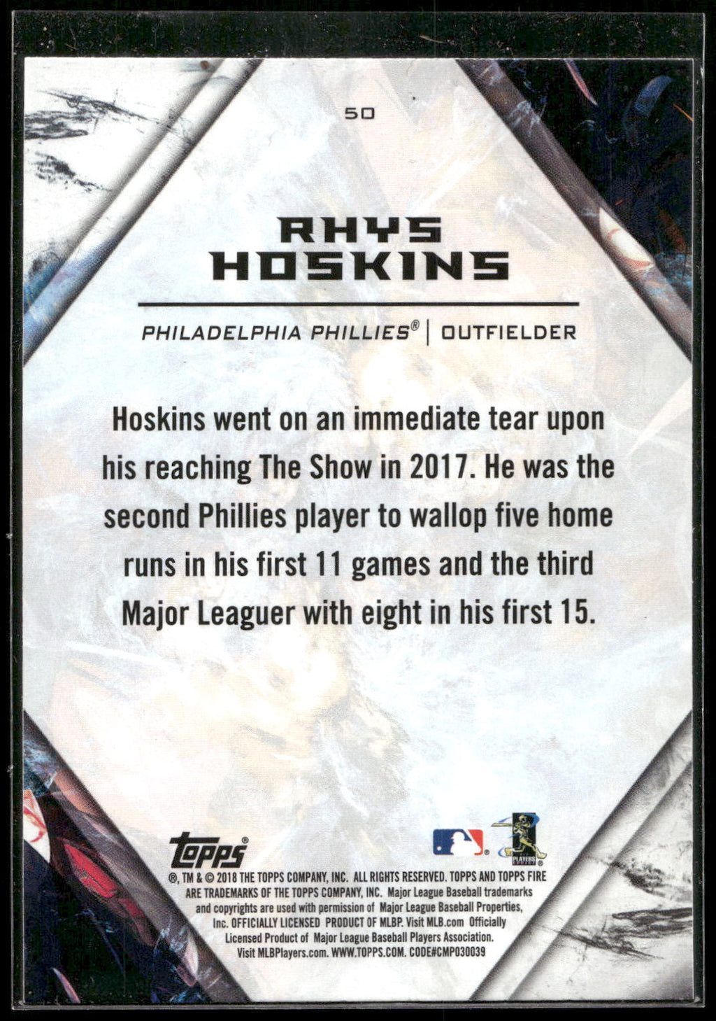 2018 Topps Fire #50 Rhys Hoskins