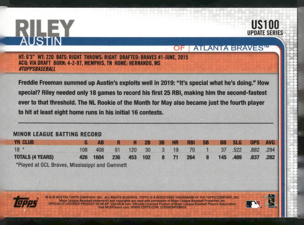 2019 Topps Update #US100 Austin Riley