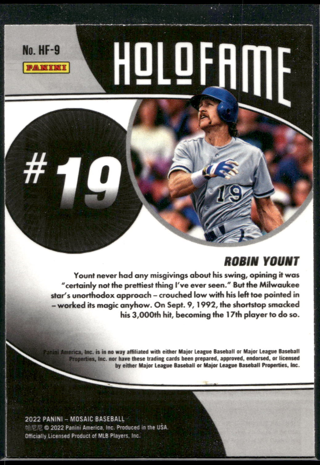2022 Panini Mosaic #HF-9 Robin Yount Holofame