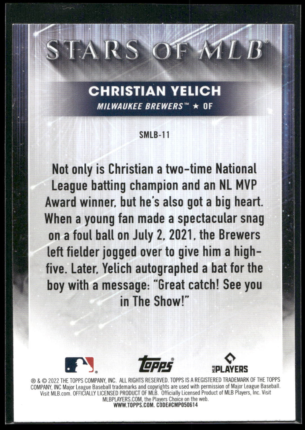 2022 Topps #SMLB-11 Christian Yelich Stars of MLB