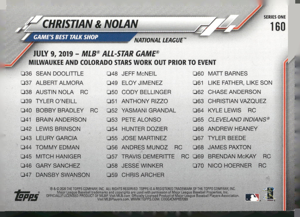 2020 Topps #160 Christian &amp; Nolan