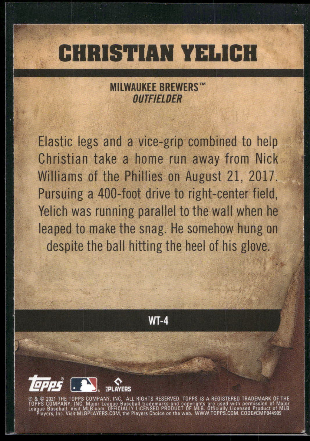 2021 Topps Big League #WT-4 Christian Yelich Wanted