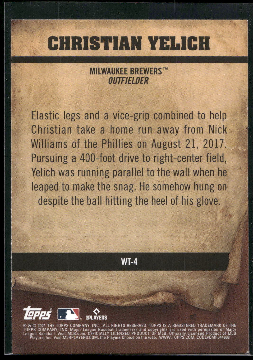 2021 Topps Big League #WT-4 Christian Yelich Wanted