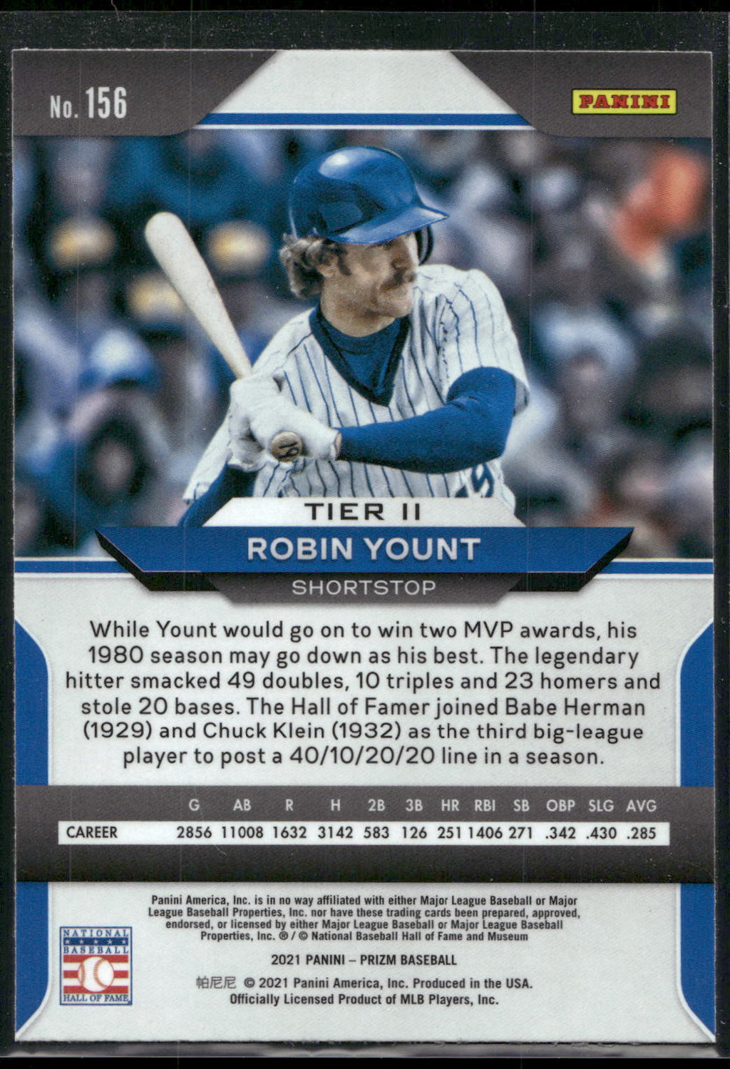 2021 Panini Prizm #156 Robin Yount