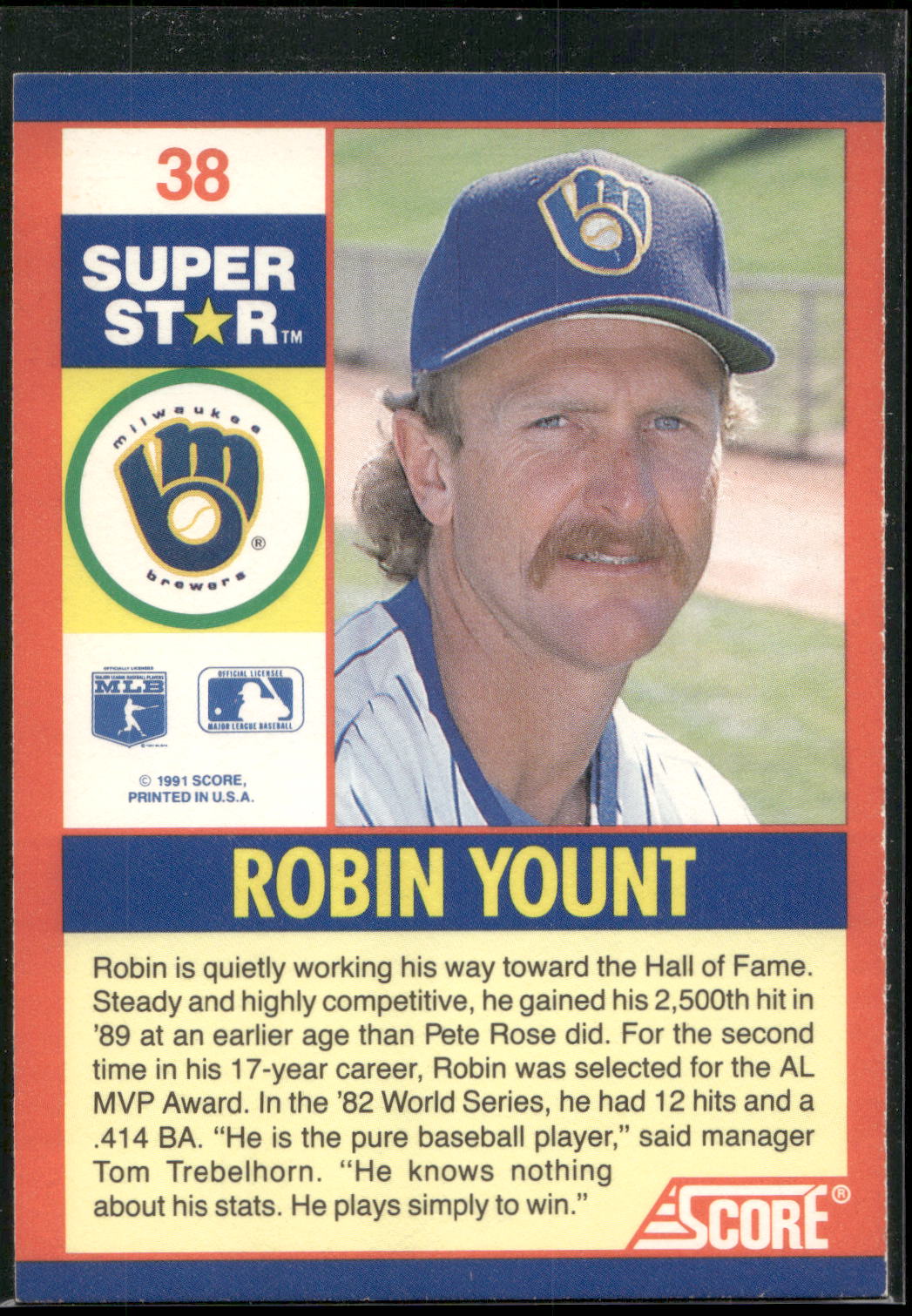1991 Score 100 Superstars #38 Robin Yount