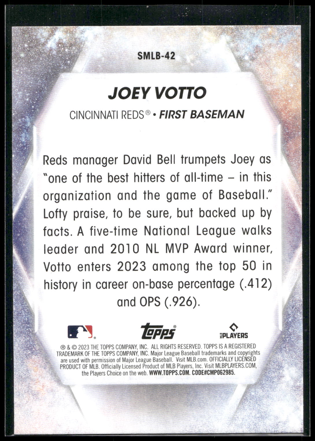 2023 Topps #SMLB-42 Joey Votto Stars of MLB