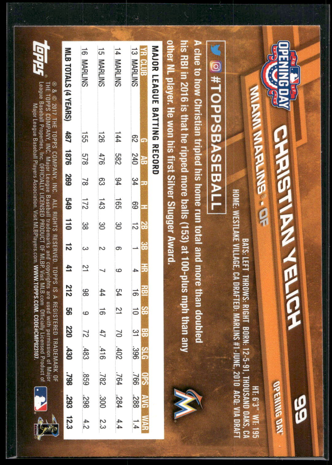 2017 Topps Opening Day #99 Christian Yelich