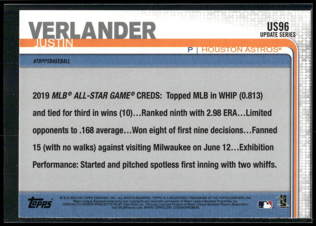 2019 Topps Update #US96 Justin Verlander