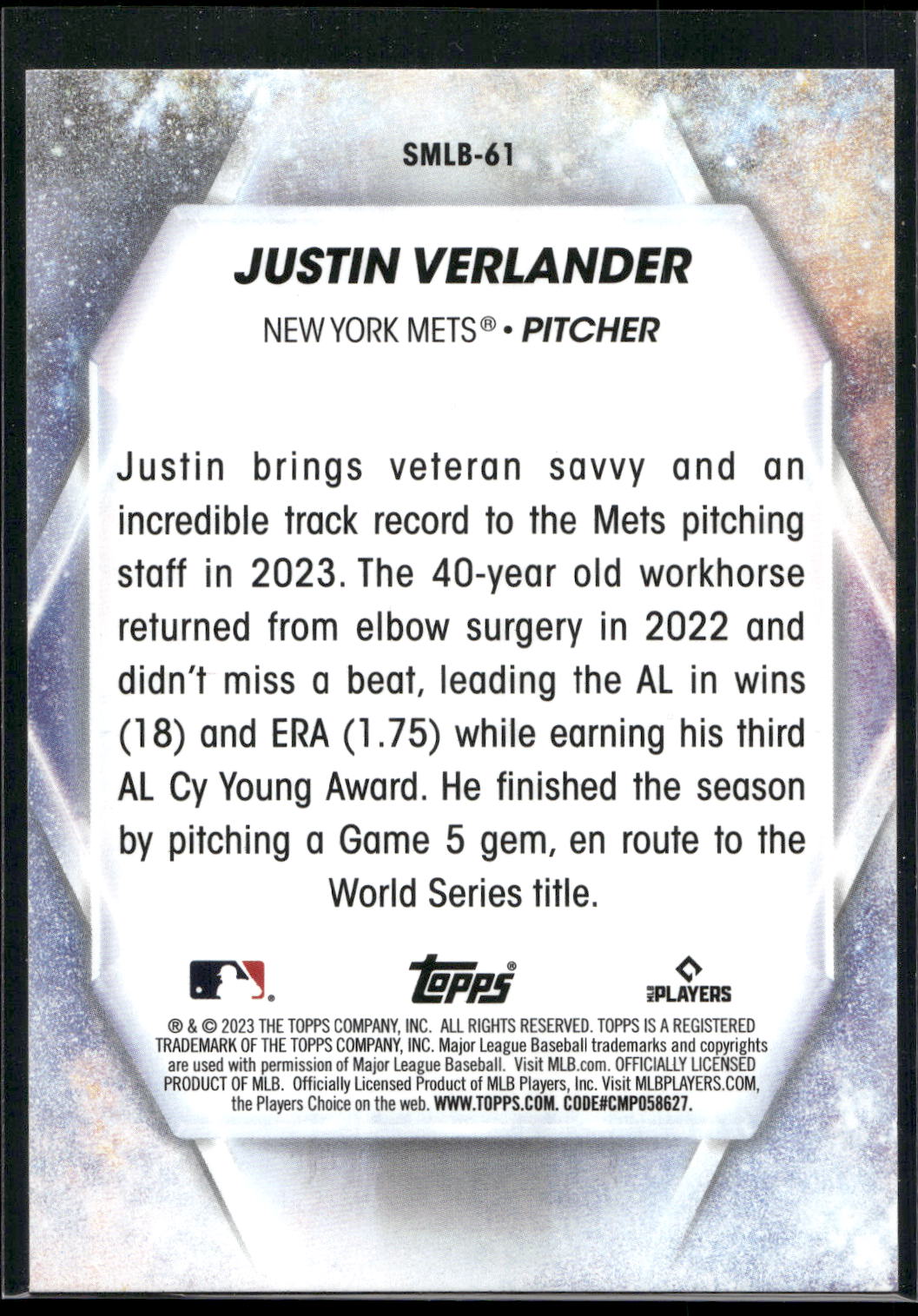 2023 Topps Update #SMLB-61 Justin Verlander Stars of MLB
