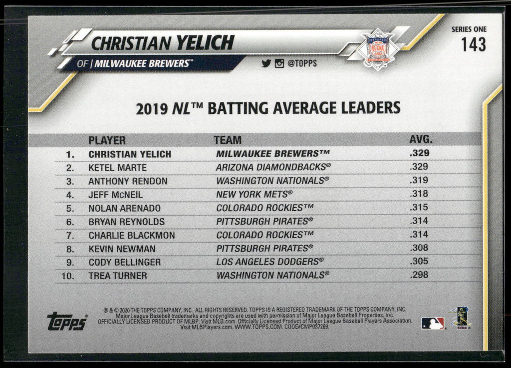 2020 Topps #143 Christian Yelich