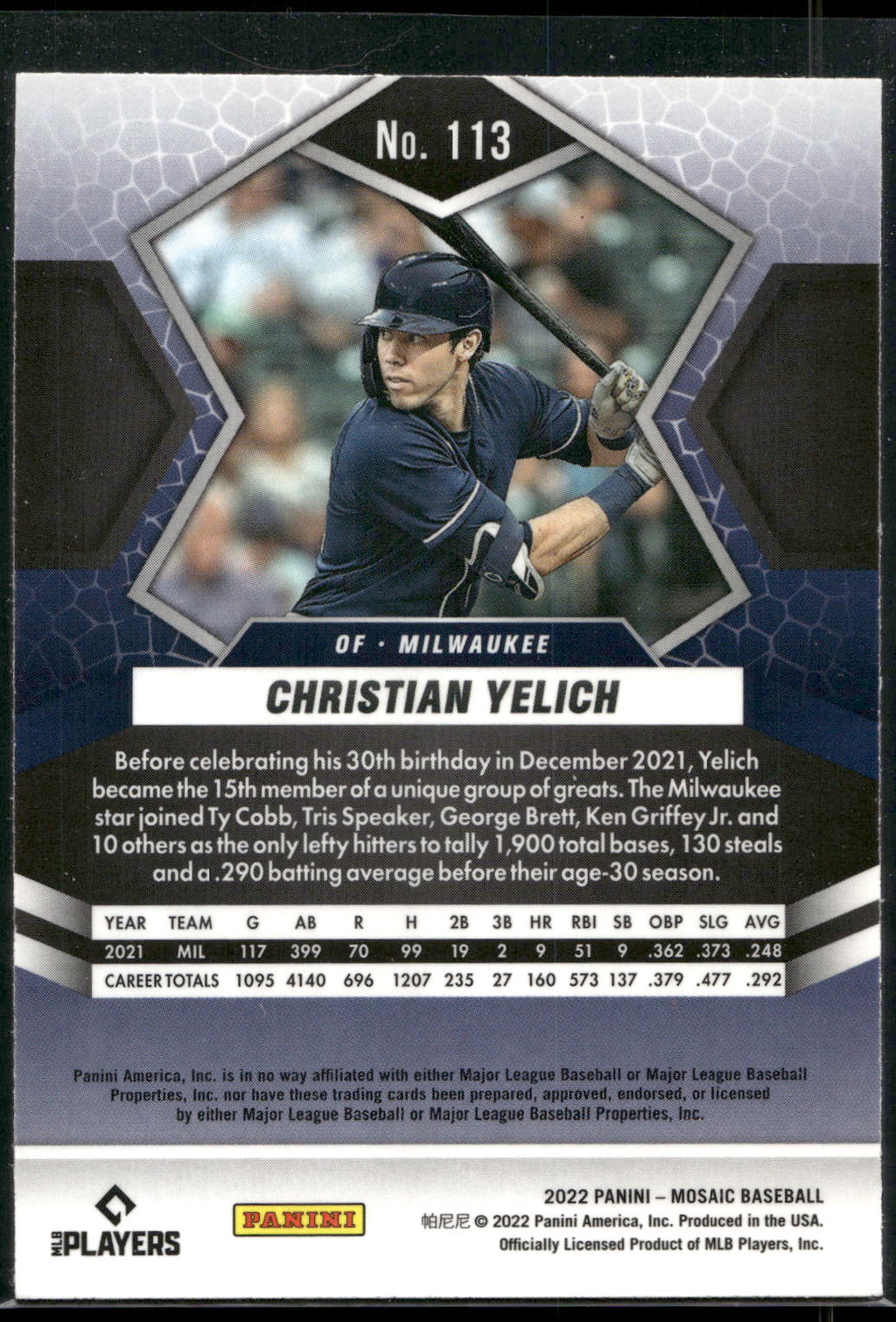 2022 Panini Mosaic #113 Christian Yelich