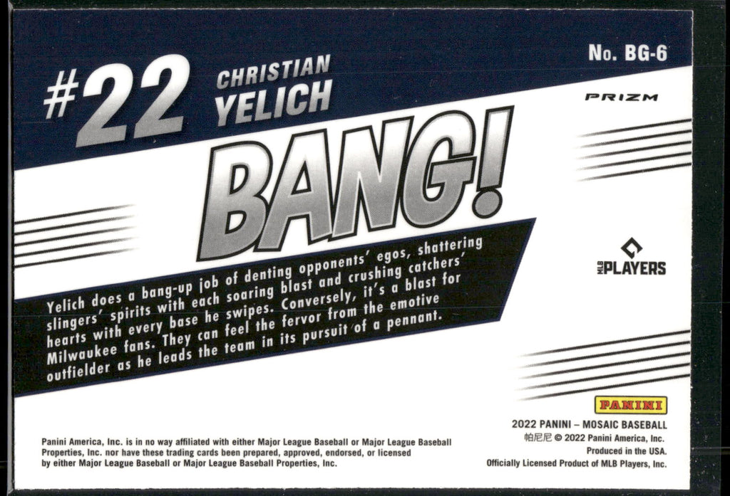 2022 Panini Mosaic #BG-6 Christian Yelich Bang! Green Mosaic