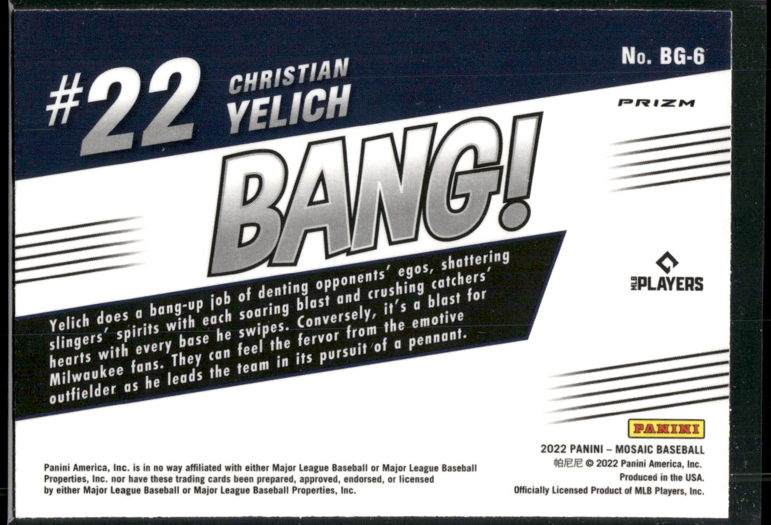2022 Panini Mosaic #BG-6 Christian Yelich Bang! Green Mosaic