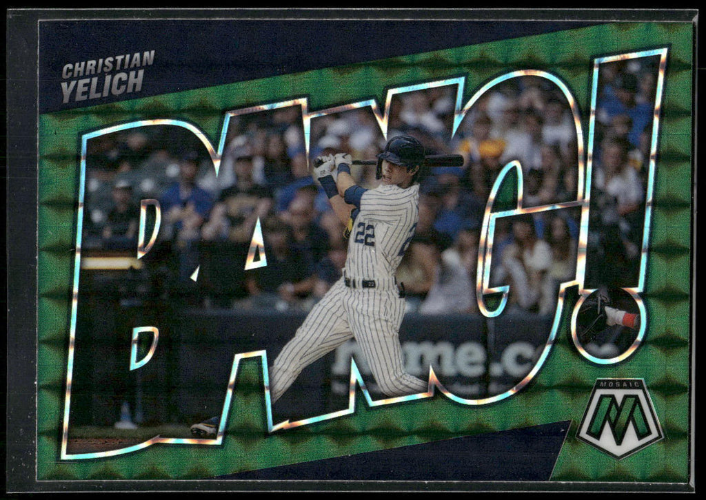 2022 Panini Mosaic #BG-6 Christian Yelich Bang! Green Mosaic