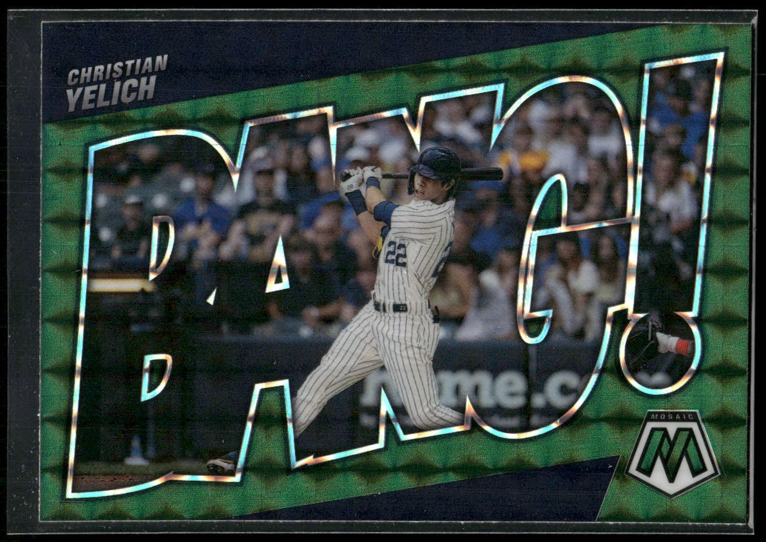 2022 Panini Mosaic #BG-6 Christian Yelich Bang! Green Mosaic