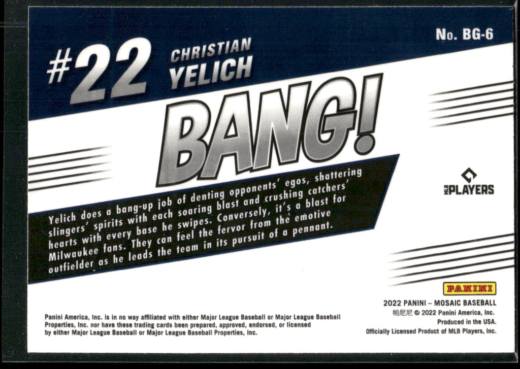 2022 Panini Mosaic #BG-6 Christian Yelich Bang!