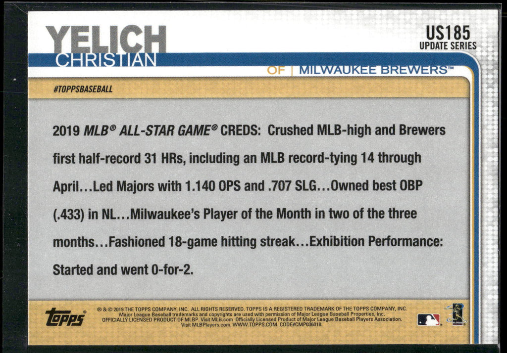 2019 Topps Update #US185 Christian Yelich