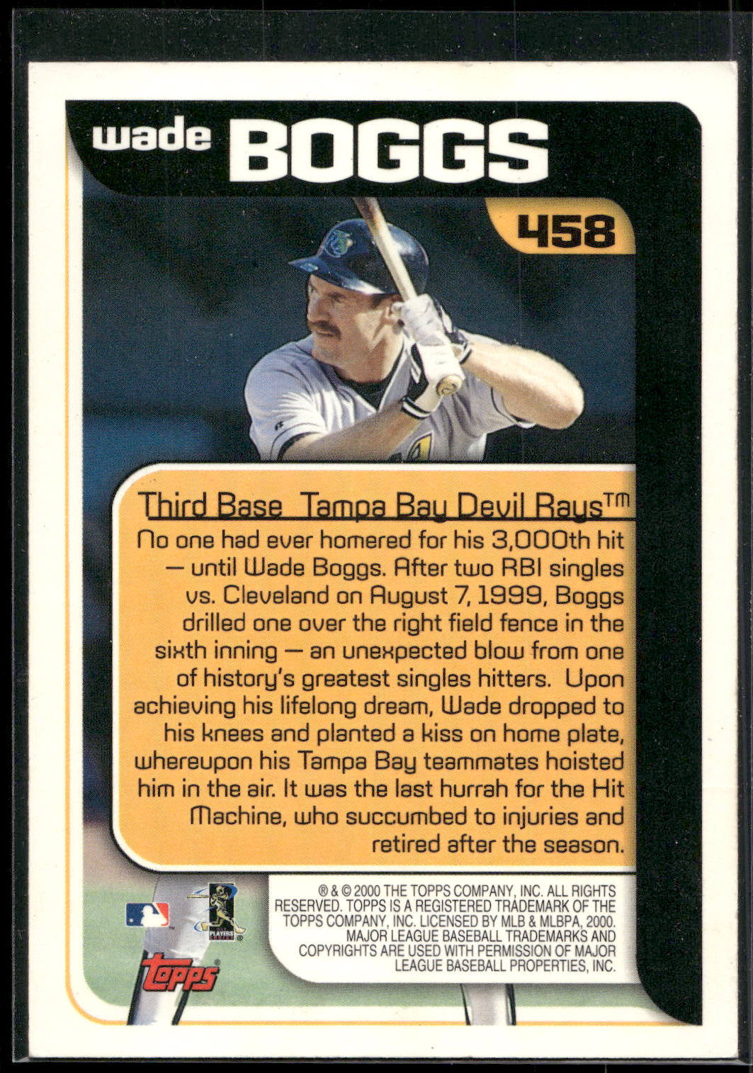 2000 Topps #458 Wade Boggs
