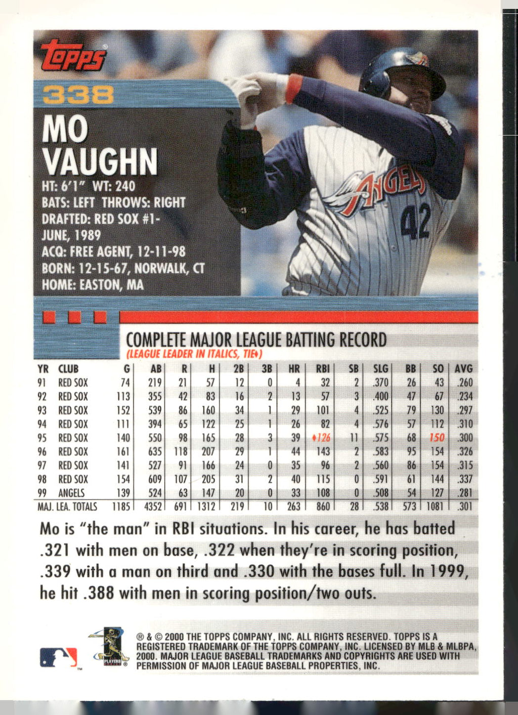 2000 Topps #338 Mo Vaughn