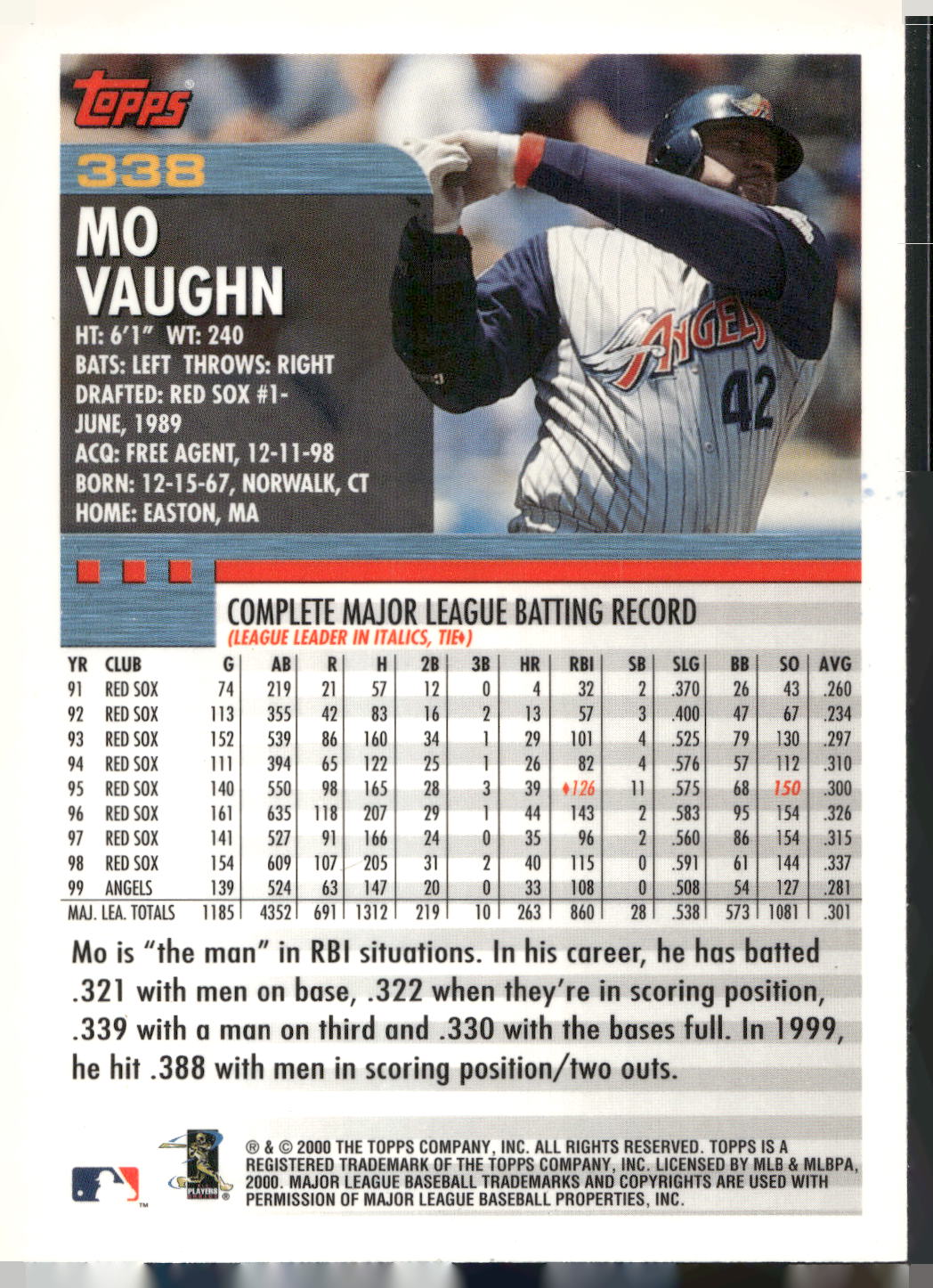 2000 Topps #338 Mo Vaughn