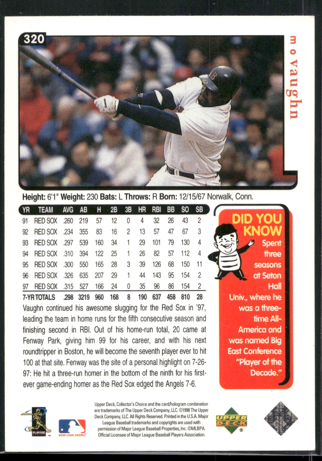 1998 Collector's Choice #320 Mo Vaughn