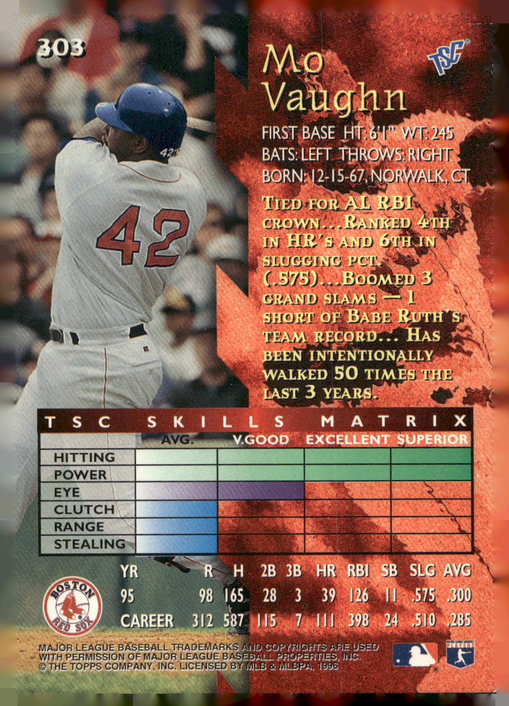1996 Stadium Club #303 Mo Vaughn