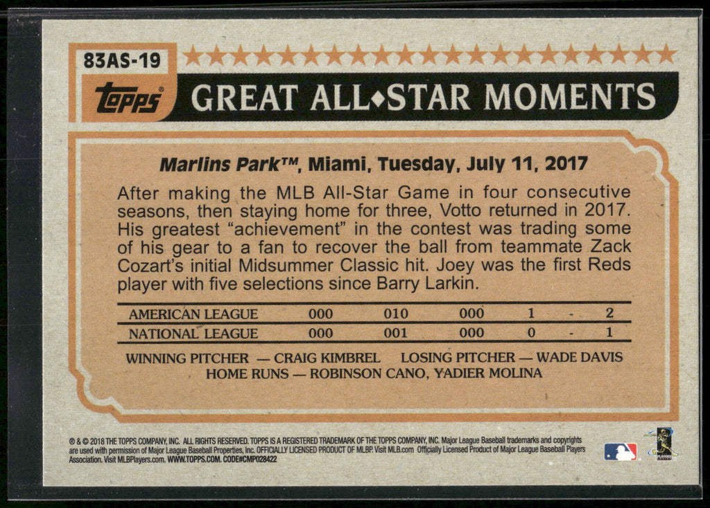 2018 Topps #83AS-19 Joey Votto 1983 Topps Baseball All-Stars