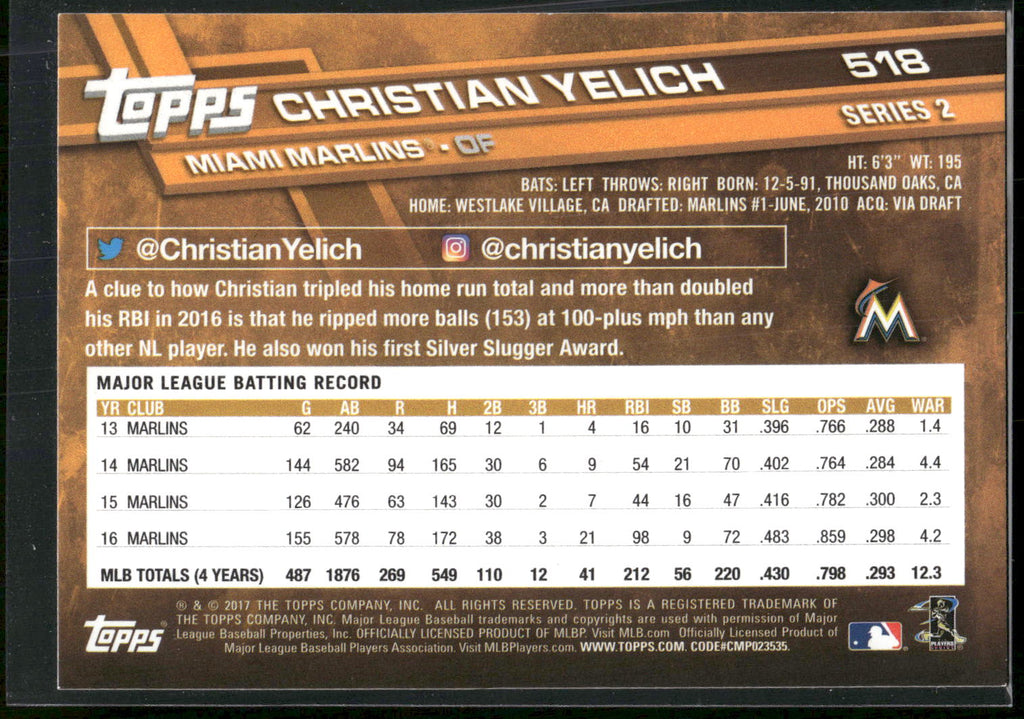 2017 Topps #518 Christian Yelich