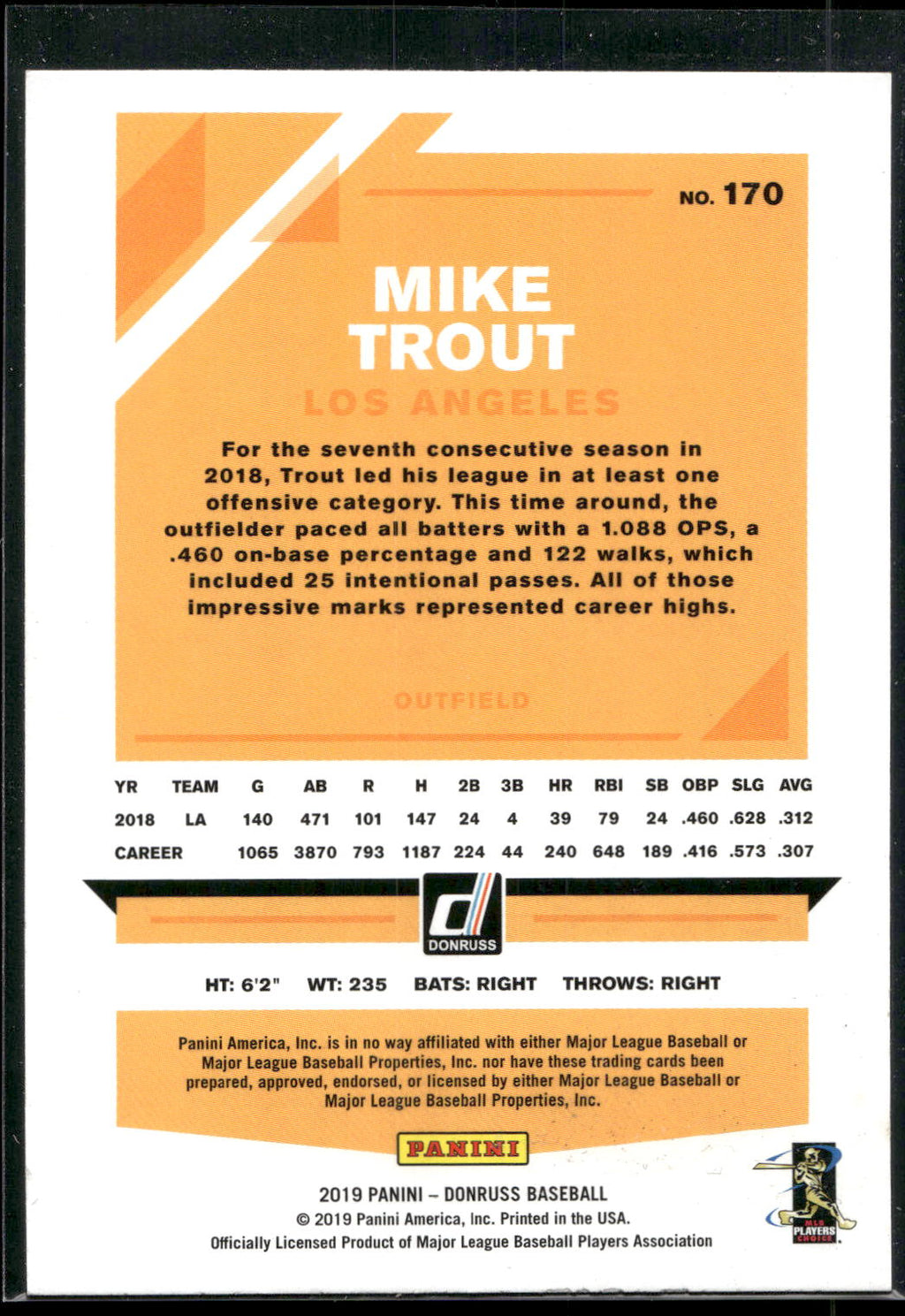 2019 Donruss #170 Mike Trout