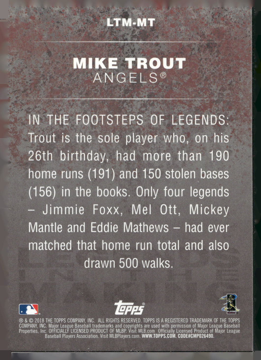 2018 Topps #LTM-MT Mike Trout Legends in the Making (Series 1)